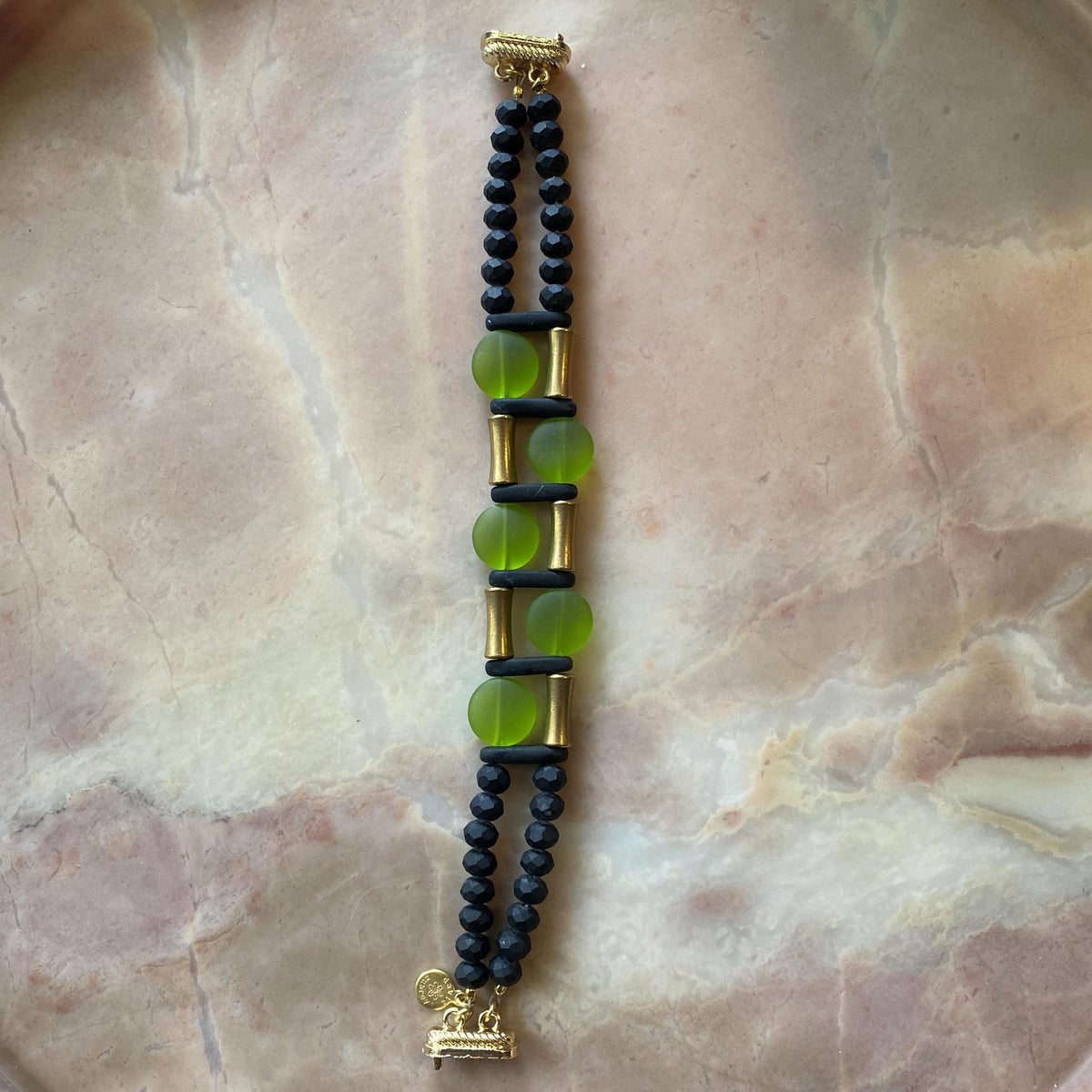 Black & Olivine Bracelet