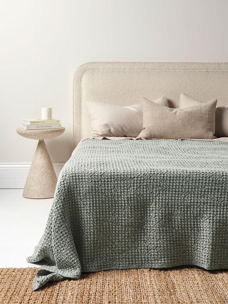 Waffle Bedthrow Dusty Blue